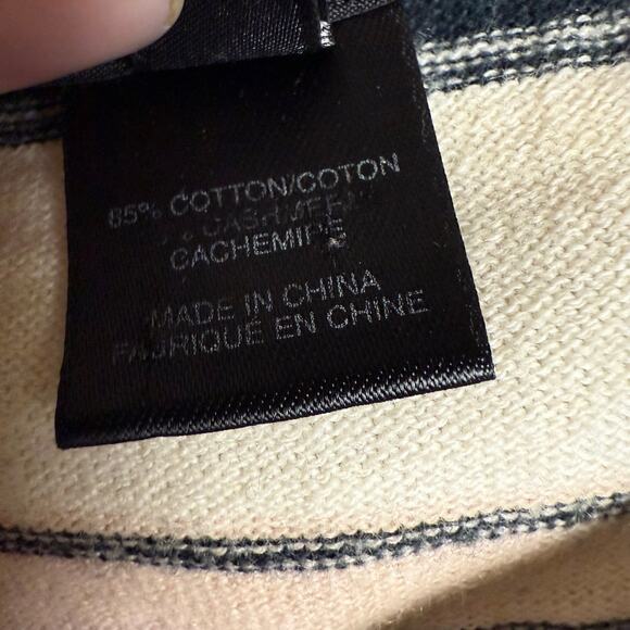 Marc Jacobs Cream Black Red Striped Sleeveless V-Neck Cashmere Blend Knit Top L - Picture 7 of 7